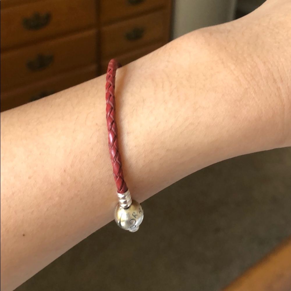 red leather pandora Bracelet